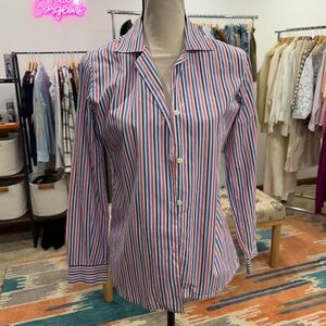 Vintage Striped Cotton Italian Made Button Down Shirt Size Small